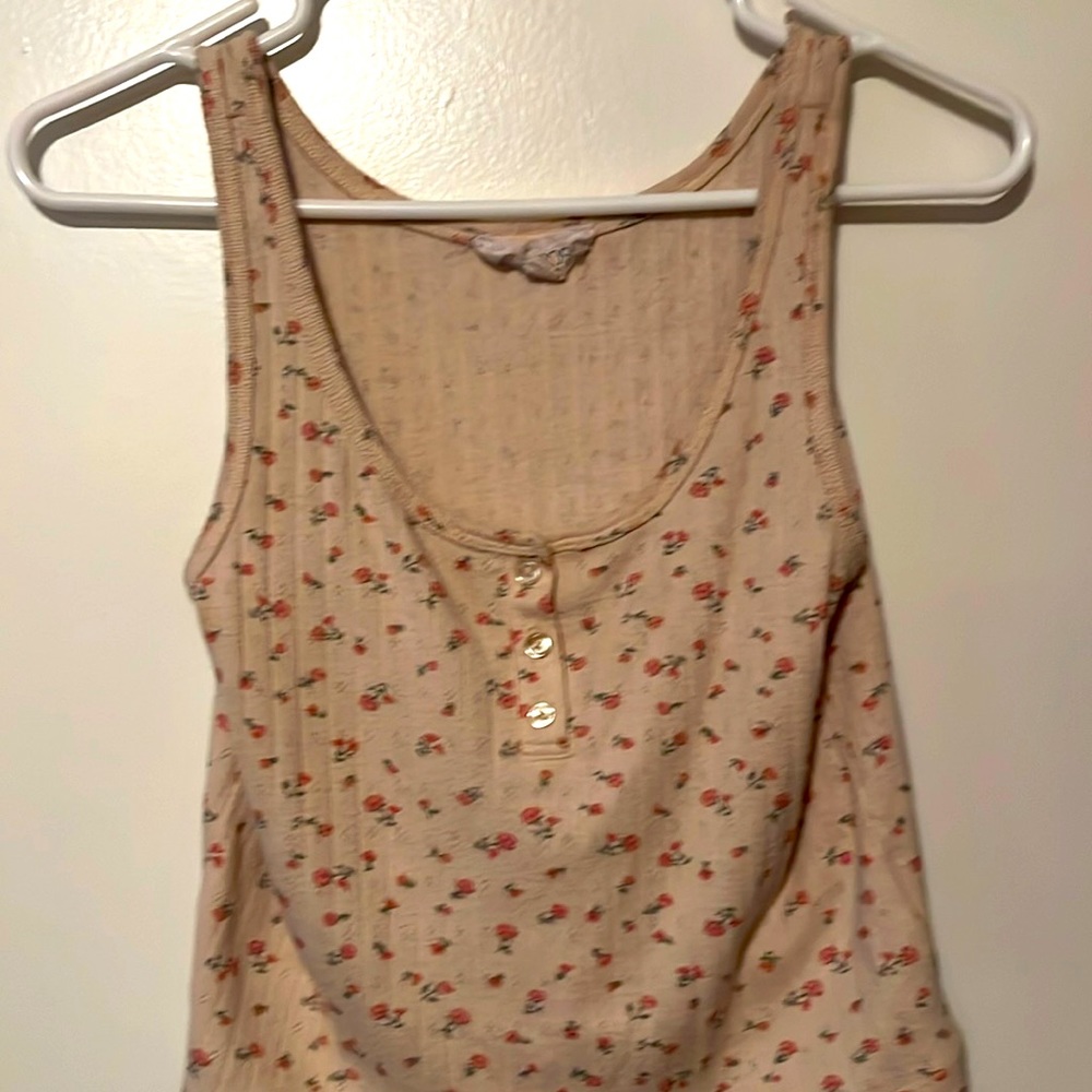 Pink floral print cropped baby tank